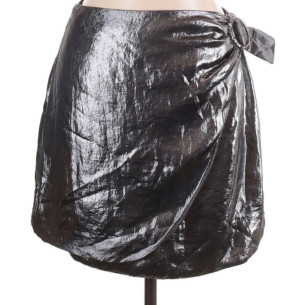 House of Harlow 1960 Black Bubble Side Belt Mini Skirt Size Large